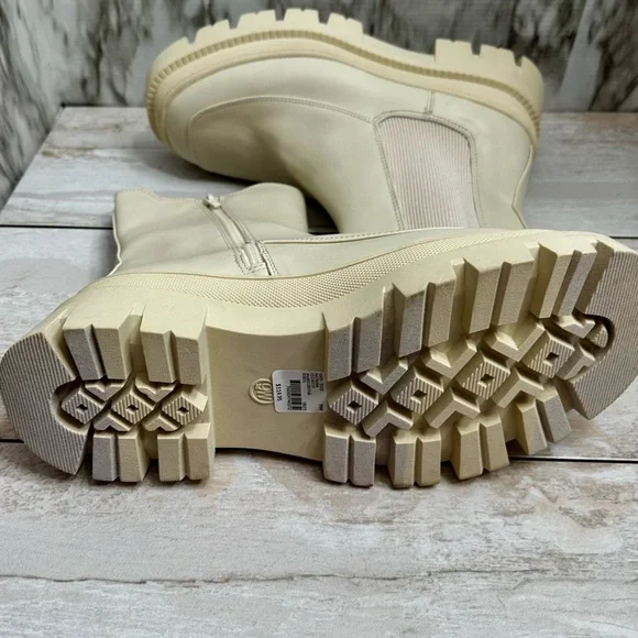 Lane Bryant Women Sz 9 W Bone White Chunky Side Zip Boots Booties Shoes Gorpcore - Picture 9 of 10